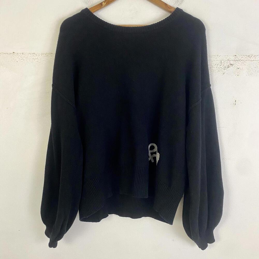 KERRI ROSENTHAL black knit heart sweater sz M